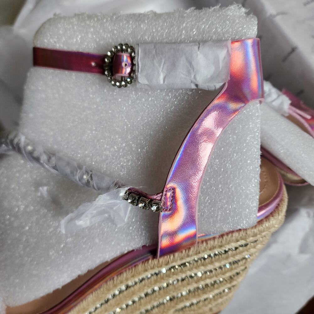 Charles David Chiara Ballerina Pink Espadrille Platform Wedges Sandal Sz 11 NWT